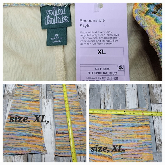 Wild Fable Mesh Flare Adaptive Yoga pants Yellow & Blue Space dye - Picture 11 of 12